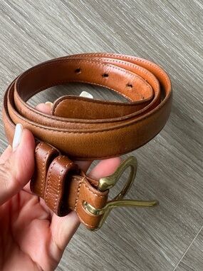 Coach Tan Brown Leather Belt with Brass-Tone Buckle